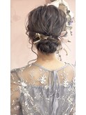 大手町美容院　カジュアルシニヨン　結婚式お呼ばれヘアアレンジ
