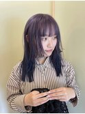 無造作姫カットレイヤー×ラベンダーカラー クセ毛風パーマ20代