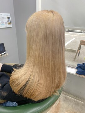 ヘアー アンド ビューティー ザ エフ 西尾店(Hair Beauty the F) ミルクティーベージュ#ブリーチカラー#ダブルカラー