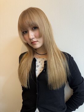 天神　パーマ　ブリーチなしダブルカラー　顔まわりレイヤー