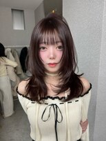 天神美容室&nbsp;ウルフレイヤーカットハッシュカットグレージュ