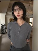 くびれレイヤー/オリーブベージュ/顔周り/シースルー/田町