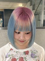 ヲタク 渋谷 代官山 恵比寿(wotaku.) デザインカラーピンクカラー水色カラーハイトーンカラーミニボブ