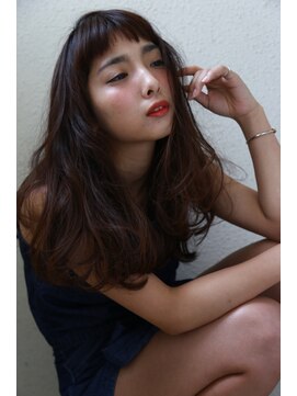 ヌーム 塚本店(NOOM) スーパーロング グレージュ デジタルパーマ オン眉