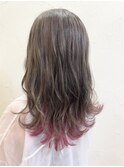 【ツートーンカラー】ダークグレージュカラー×ビビッドピンク◎