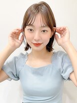 くびれヘアアプリコットオレンジ夏ヘアハイライトカラー