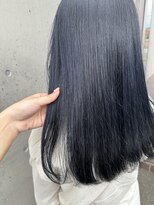 アチーブ ヘア デザイン(achieve hair design)&nbsp;ネイビーブルー暗髪美シルエットロング20代30代×エアストレート