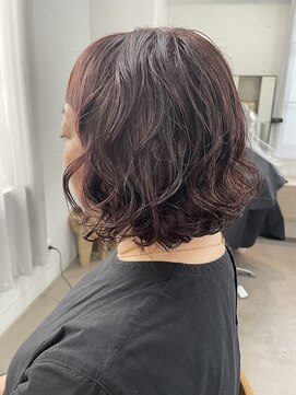 ユノ(juno) 【中目黒】ウェーブパーマボブにラベンダーピンクカラーカラー