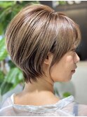 ショートカット×ひし形ショートボブ×前髪あり30代40代50代