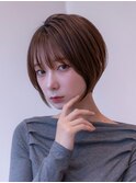 20代30代大人かわいい前髪カール小顔ショートボブシアカラー
