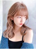 Say.ree ミルクティーベージュ ロング 透明感カラー 重めバング