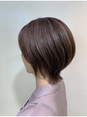 ミニウルフ,ハイライトカラー,ピンクベージュ,白髪ぼかし