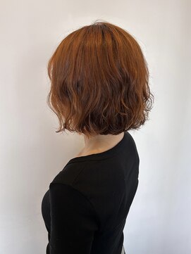 アンジュール グランデ(UNJOUR GRANDE) ボブパーマ×オレンジカラー