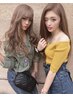 ブリーチ＋カラー＋最高級ナノシールエクステ80本＋エクステ整えカット