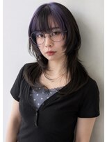 キッカ(kicca) 【kicca】ダークラベンダー×顔まわりレイヤーミディ