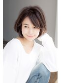 大人かわいいグレージュ小顔斜めバング前下がりエアリー☆