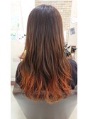 ロングヘアパーマ グラデーションカラー