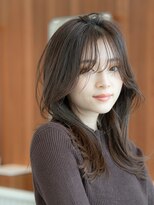 20代30代大人かわいい/レイヤーロング/グレーベージュ/前髪/小顔