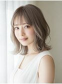 ★大人可愛い20代30代40代★美髪こなれ前髪ミディアムグレージュ