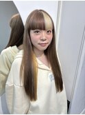 前髪デザインカラー/ハイトーンカラー/ベージュカラー/中華街