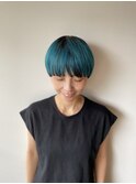 ハイトーンカラーブルーカラー マッシュショート 代官山 中目黒