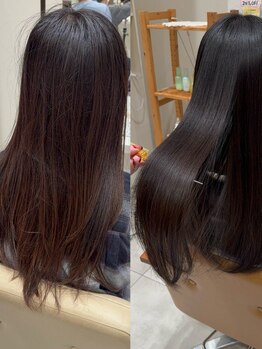 クセの原因を見極め、縮毛矯正に頼らない自然な仕上がりへ◎時間をかけた髪質改善で理想の扱いやすさに！