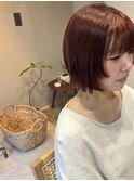 暖色カラー/顔周りデザインボブ