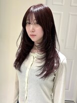 ヨーク(YOKE) 【YOKE】カシスラベンダーレイヤーロングブリーチなしカラー前髪