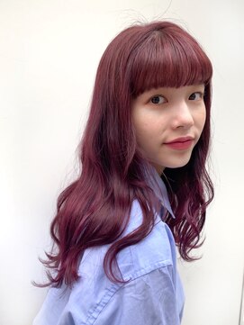 シー バイ ロンド 新宿(Sea by Lond) 大人かわいいフリンジウェーブとピンクバイオレットカラー