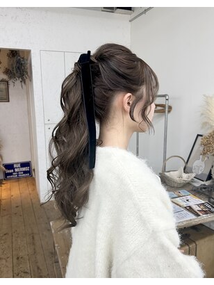ポニーテール アレンジスティック ヘアスタイル 髪型 アレンジ（周りと 