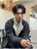 ハイライトマッシュパーマウルフアッシュブラック