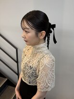 ヌープヘアーアイス(NUUP.hair ici)&nbsp;ヘアセットツインタイトリボンヘアセット結婚式ドレスヘア