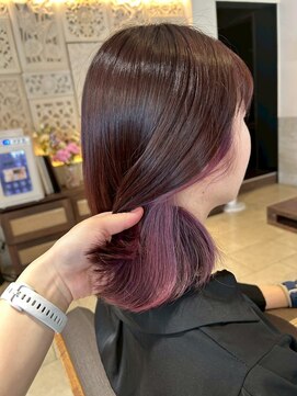 ヘアリゾート粋 ティガ 池袋店(tiga) ローズブラウン×ハイトーンピンクインナー