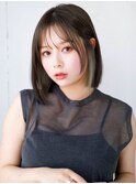 ☆ぱっつん前髪流し前髪鎖骨ミディアムボブ耳かけボブパーマ小顔