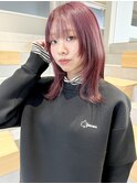 ハッシュカット/ミディアムレイヤー/春ピンクベージュ