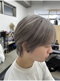 メンズマッシュウルフ　ハイトーン　シルバーグレージュ