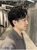 カットパーマセンターパートメンズカット毛流れ原宿