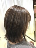 ブラウン×ハイライトカラー ブリーチ 白髪ぼかし