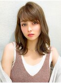 ミディアム/ぱっつん前髪