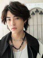 モッズヘアメン 札幌月寒店(mod's hair men) 20代30代重めアッシュブラック波巻きパーマウルフm札幌月寒