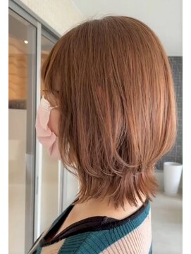 ヘアサロン アプリ(hair salon APPLI) 『 レイヤーロブ×ピンクベージュ 』赤味が可愛い暖色系カラー☆