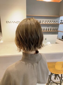 フランチェスカドット(francesca.) ミルクティーベージュ×切りっぱなしボブ【竹中慎治】梅田