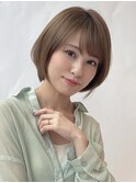大人可愛いアッシュブラウン前下がりショートボブ /片山