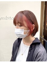 カミビト マヴィー(kamibito mavie)&nbsp;20代30代40代／インナーカラーレッド／イヤリングカラーレッド