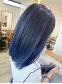ブルーバレイヤージュハイライトカラーブリーチダブルカラー