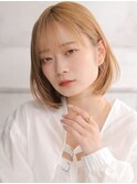 大人可愛い小顔美髪ツヤ髪ナチュラルボブ薄めバングA3