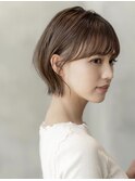 大人かわいい前髪セシルカットココアブラウンフリンジウェーブ