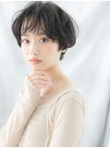 大人かわいい黒髪くすみカラーくせ毛風マッシュパーマa天王台