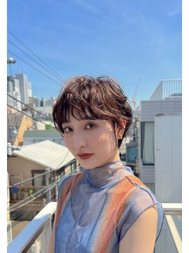 ロンド パルティール 大宮(Lond partir) 斜めバング黒髪グレーベージュアッシュブラックショート