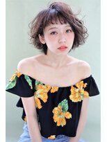 ヘアーアンドメイク シーク 吉祥寺(HAIR&MAKE SeeK)&nbsp;【マッシュグレージュ】斜めバング　ランダムカールボブ